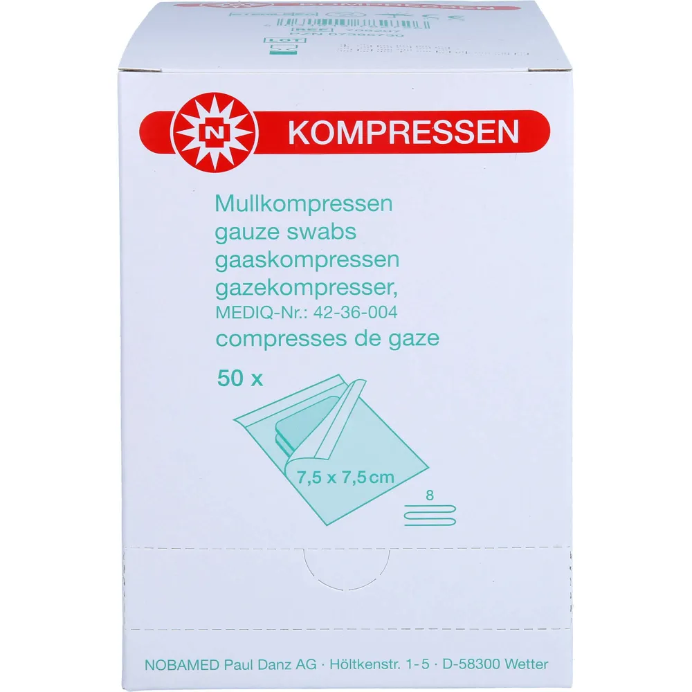 Mullkompressen 7,5x7,5 cm steril 8fach 100 St