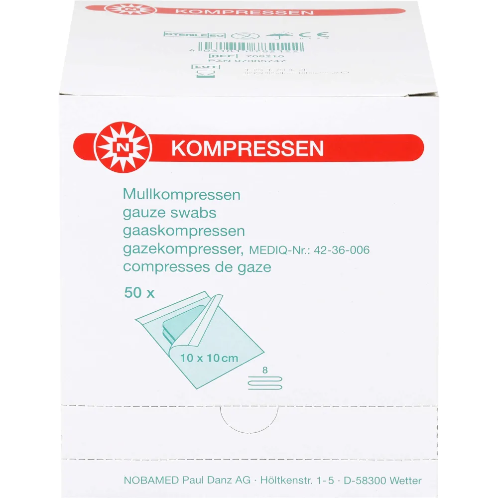 Mullkompressen 10x10 cm steril 8fach 100 St