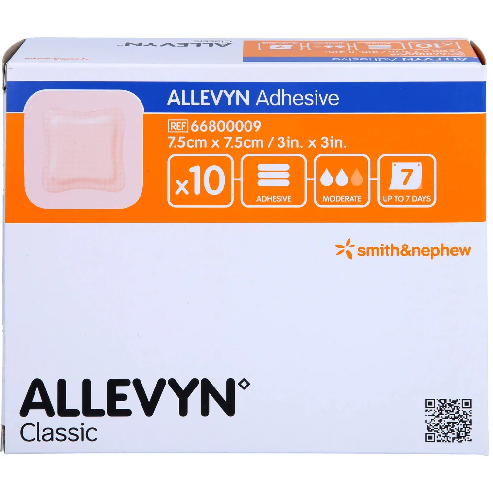 Allevyn Adhesive 7,5x7,5 cm haftende Wundauflage 10 St