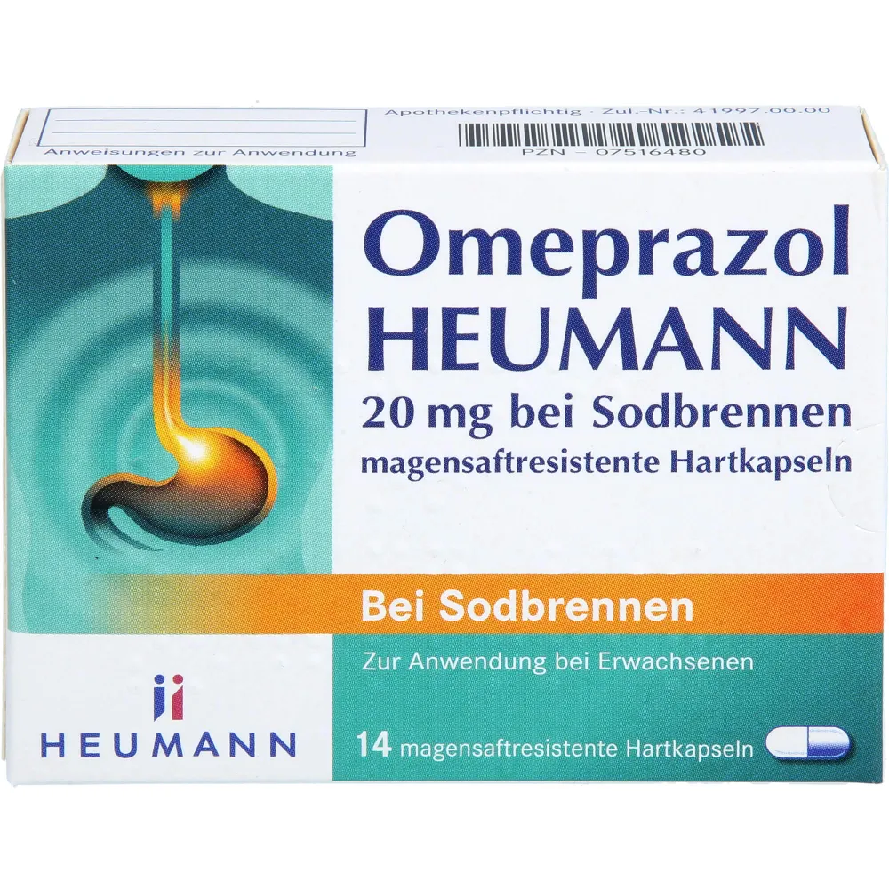 Omeprazol Heumann 20 mg b.Sodbr.magensaftr.Hartk. 14 St