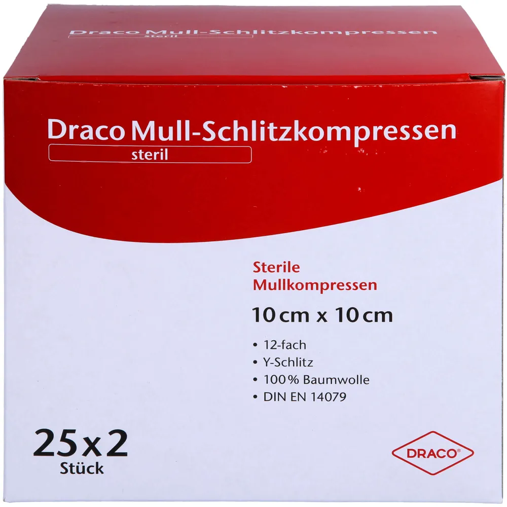Schlitzkompressen Mull 10x10 cm steril 12fach 50 St