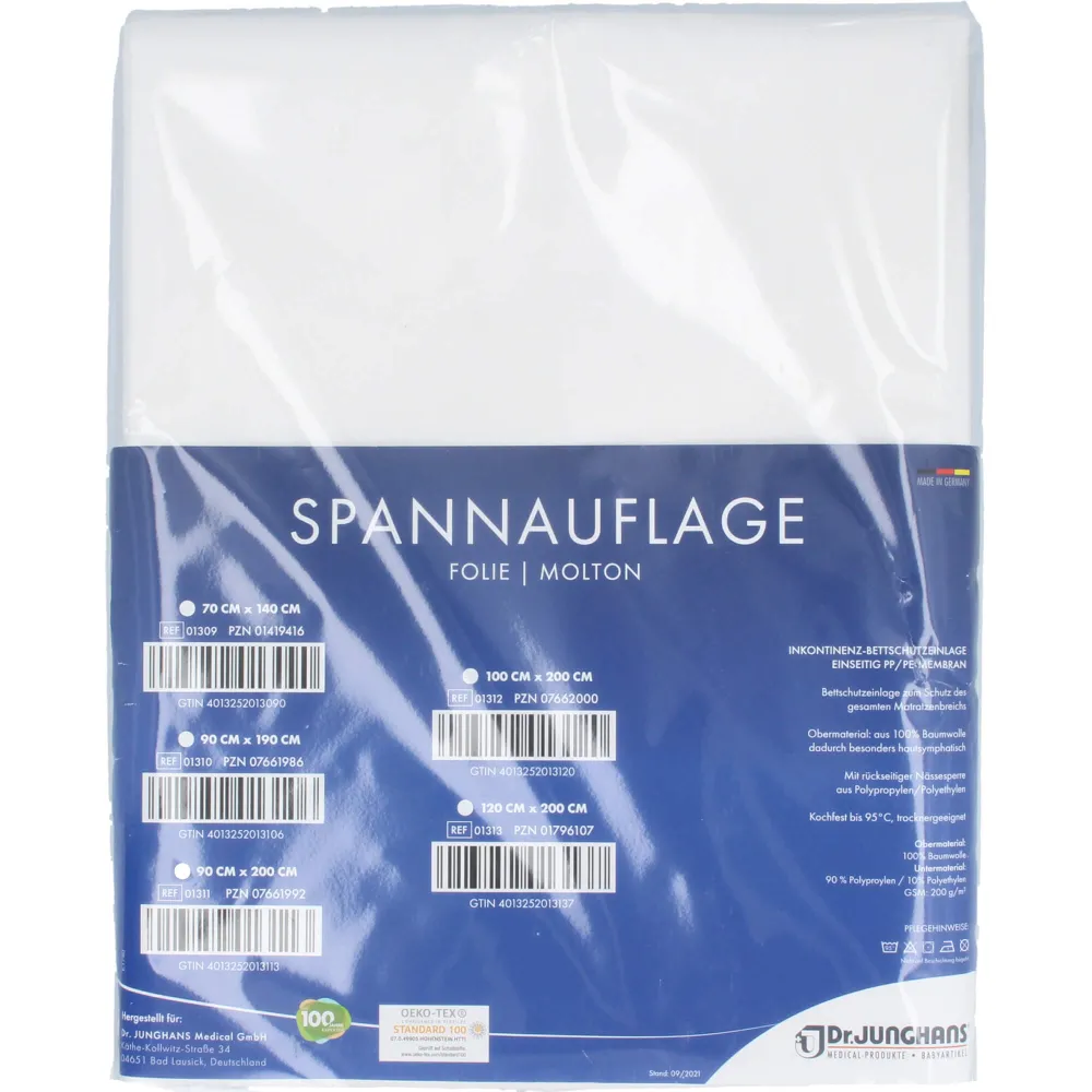 Molton Spannauflage 90x200 cm m.Folie eins. 1 St