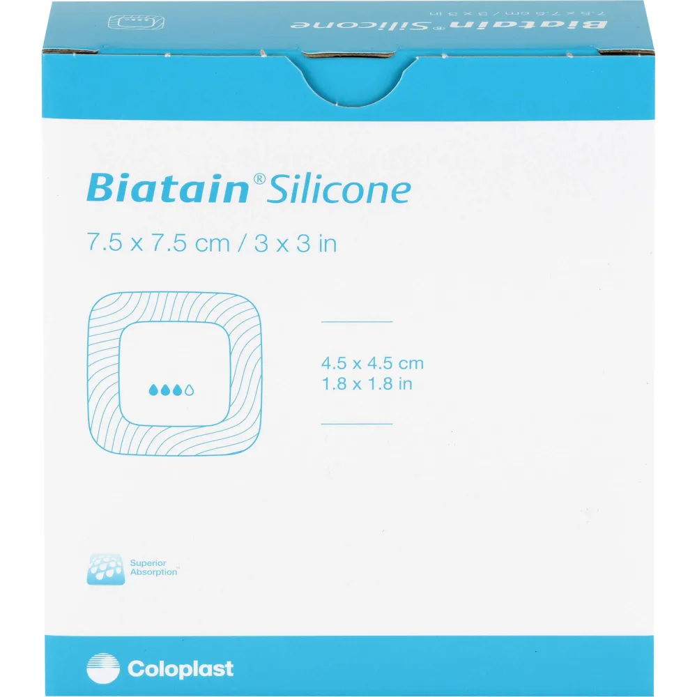 Biatain Silikon Schaumverband 7,5x7,5 cm 10 St