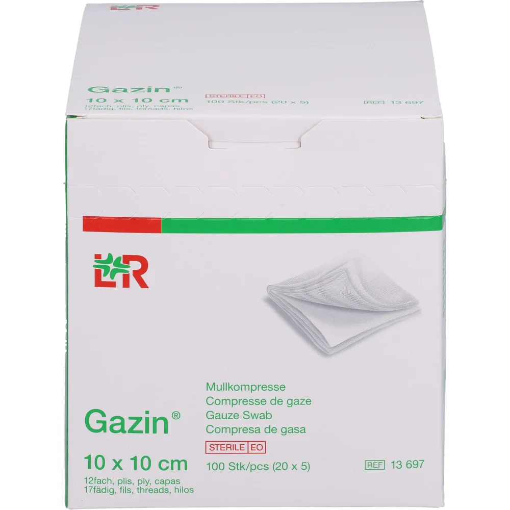 Gazin Mullkomp.10x10 cm steril 12fach groß 100 St
