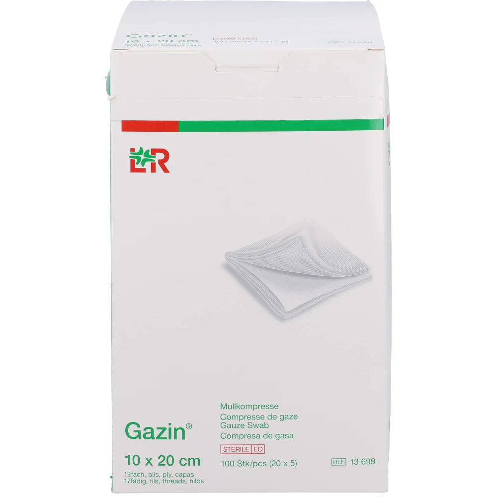 Gazin Mullkomp.10x20 cm steril 12fach extra groß 100 St
