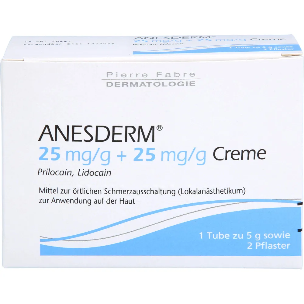 Anesderm 25 mg/g + 25 mg/g Creme + 2 Pflaster 5 g