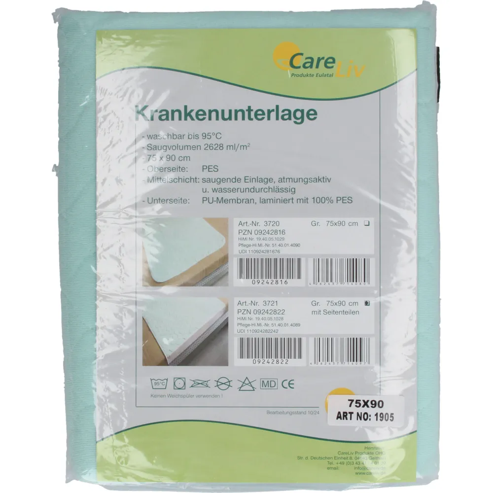 Krankenunterlage waschbar 75x90 cm m.Seitenteilen 1 St