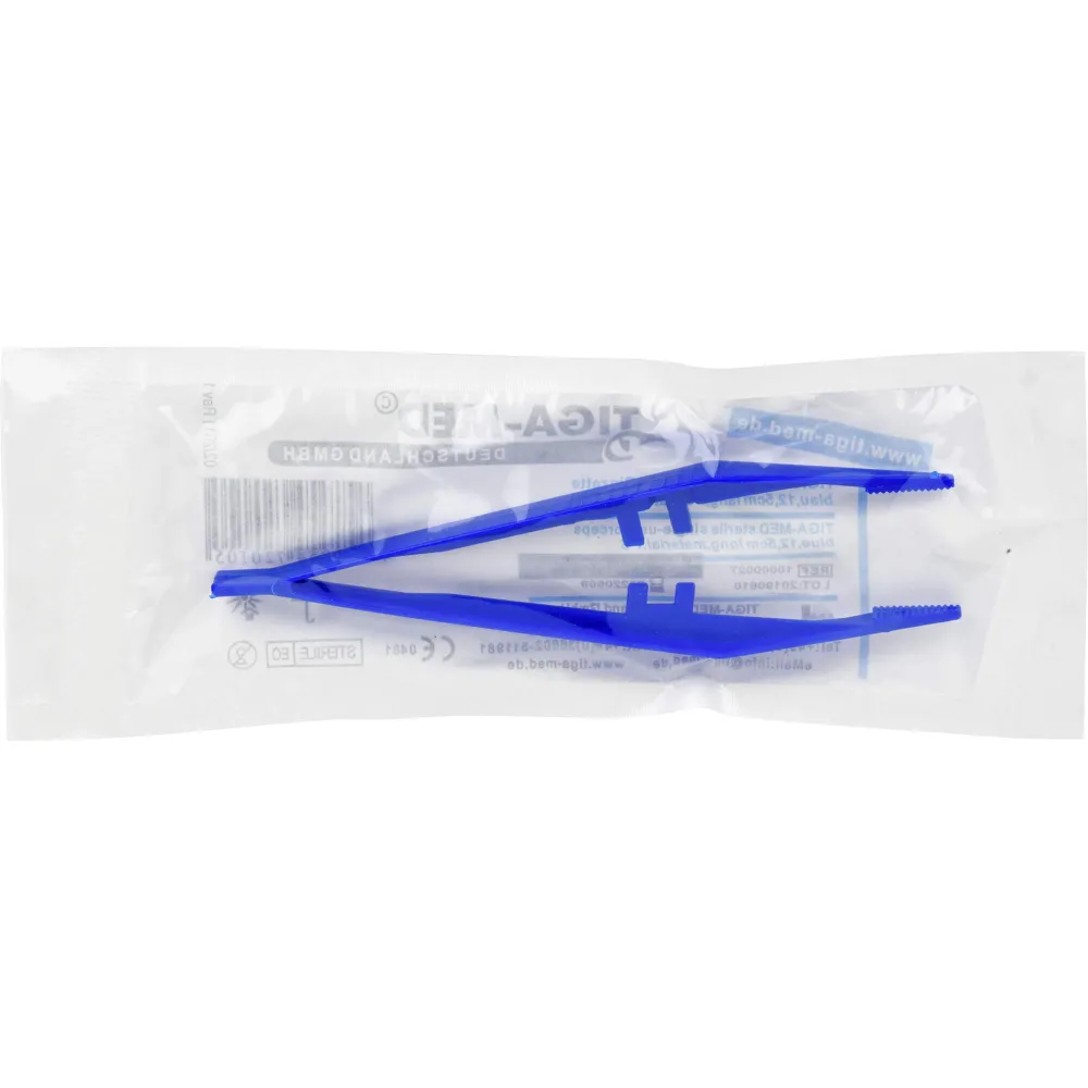 Pinzette Einmal steril Plastik blau 1 St