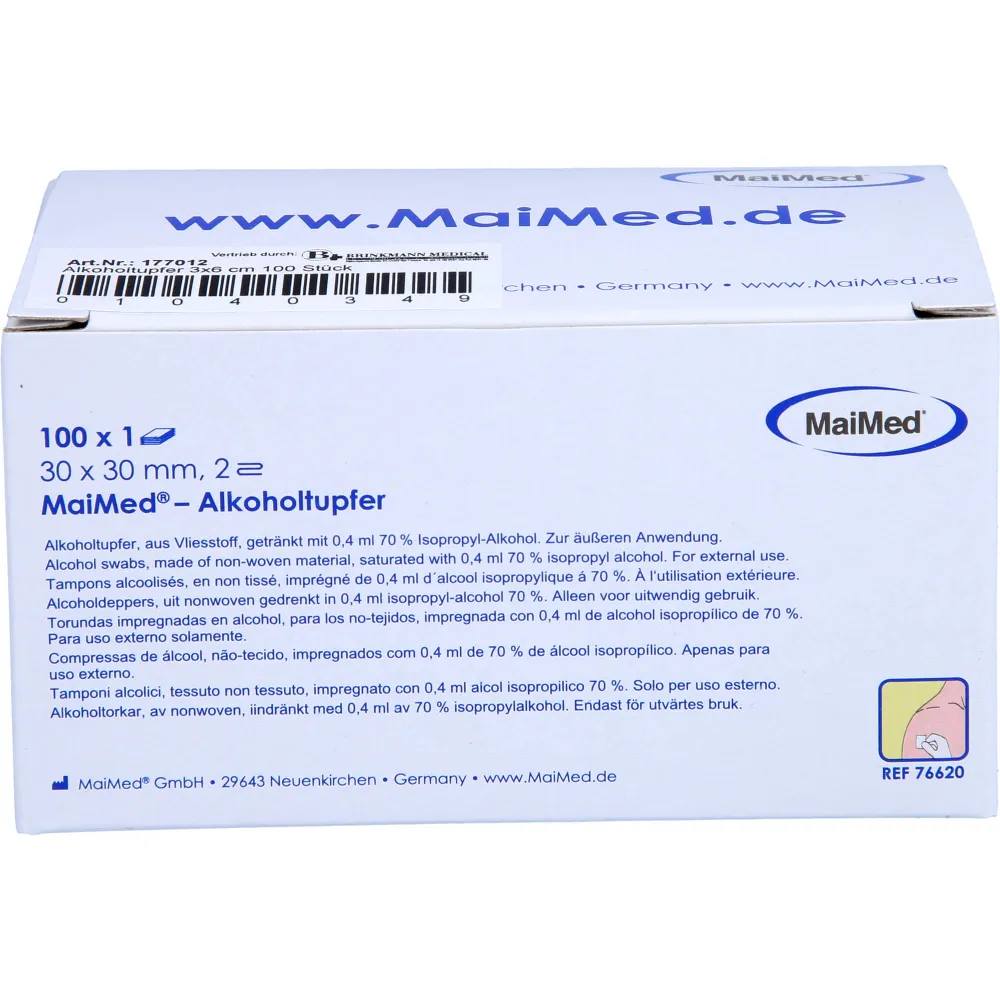 Maimed Alkoholtupfer 30x30 mm weiß aus Vlies 100 St