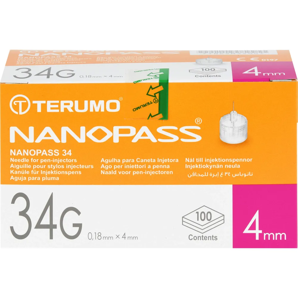 Terumo Nanopass 34 Pen Kanüle 34 G 0,18x4 mm 100 St