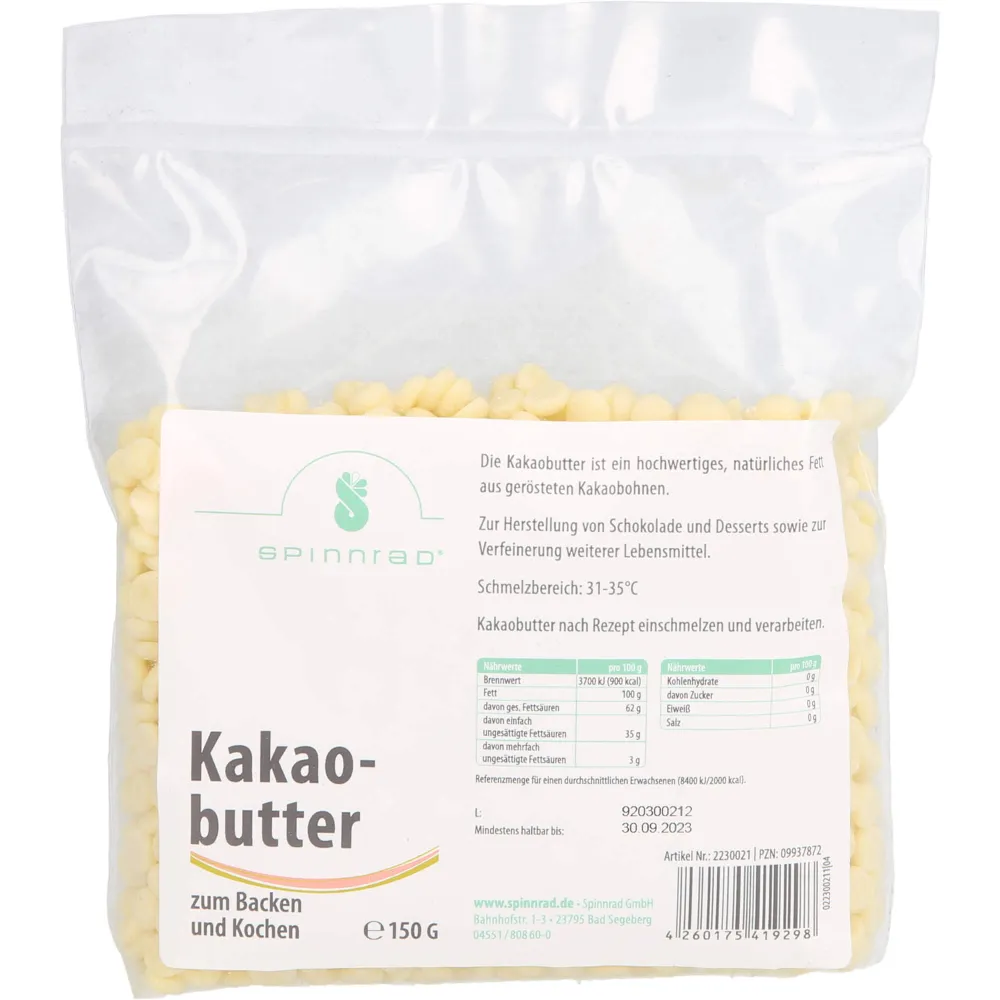 Kakaobutter Pellets zum Backen 150 g