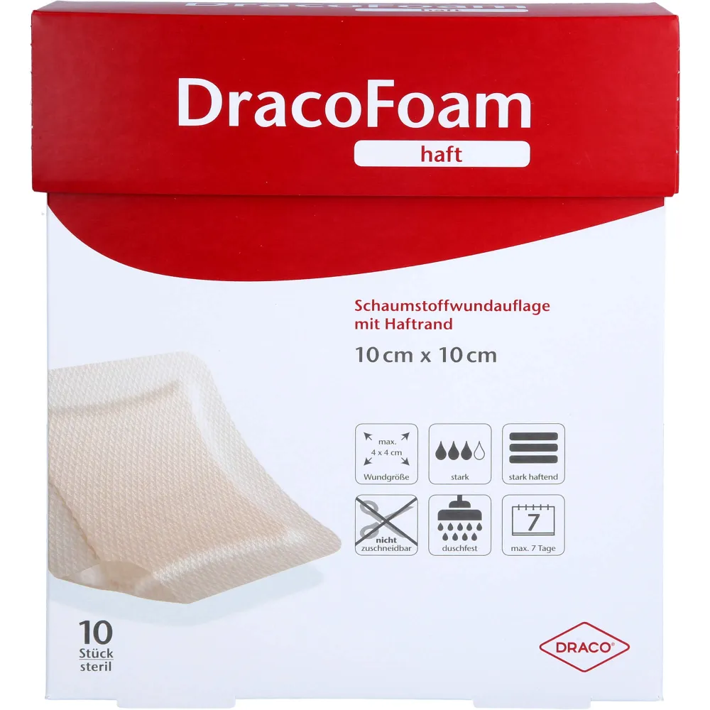 Dracofoam Haft Schaumstoff Wundaufl.10x10 cm 10 St