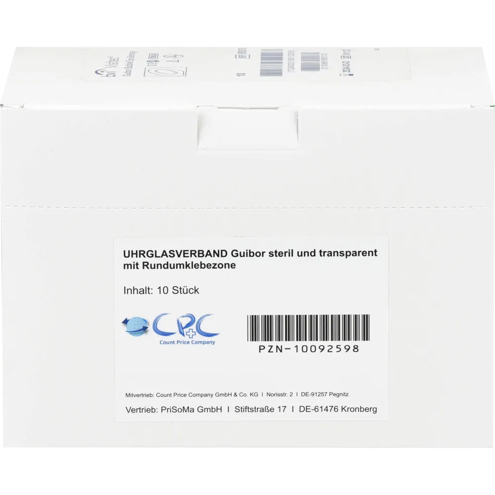 Uhrglasverband steril transparent m.Rundumkleb. 10 St