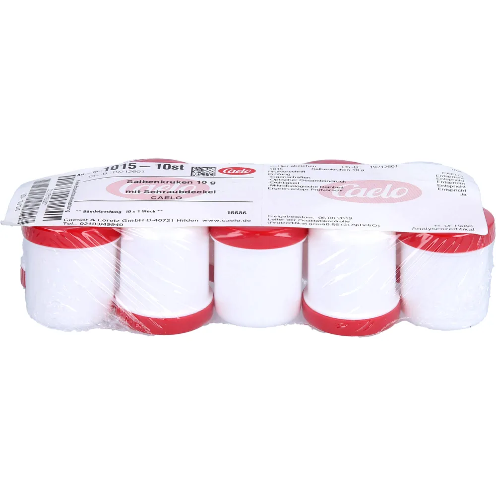 Salbenkruke weiß 10 g m.Schraubdeckel rot 10 St