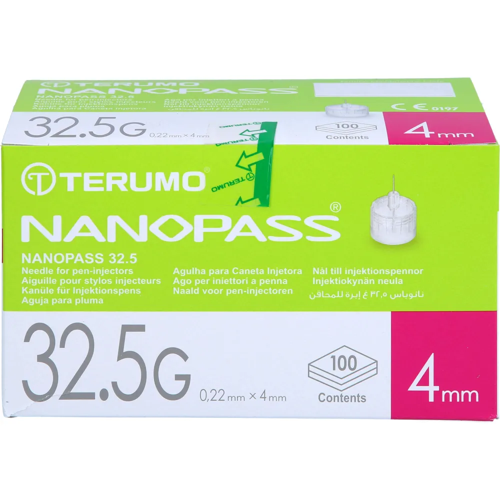 Nanopass 32,5 Pen Kanüle 32,5 G 0,22x4 mm 100 St