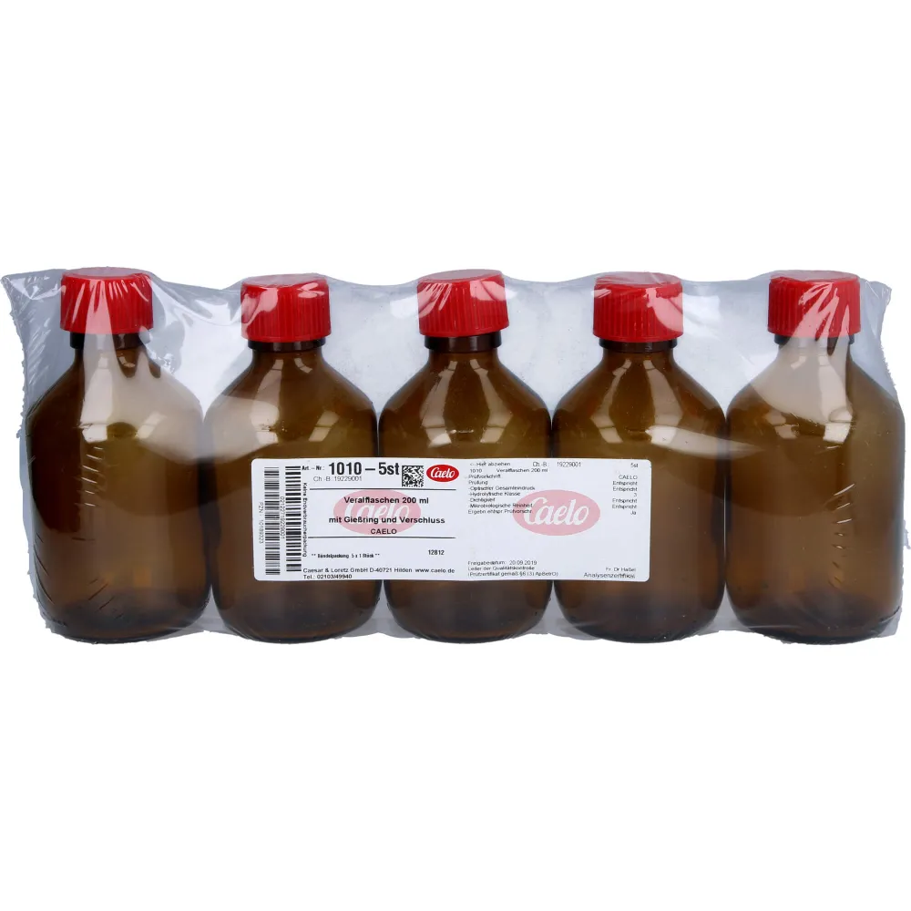 Veralflasche braun 200 ml m.Gießring u.Verschl. 5 St