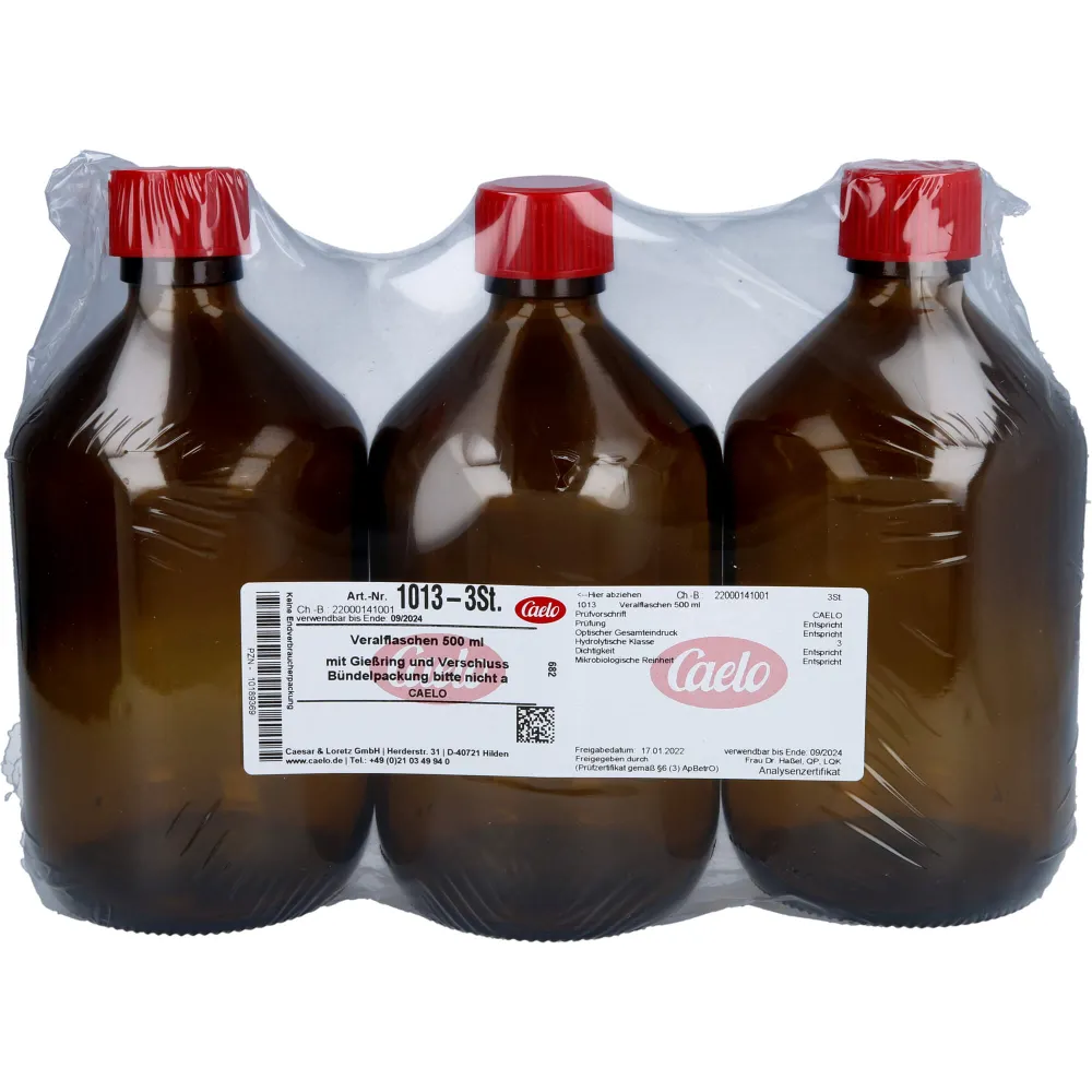 Veralflasche braun 500 ml m.Gießring u.Verschl. 3 St