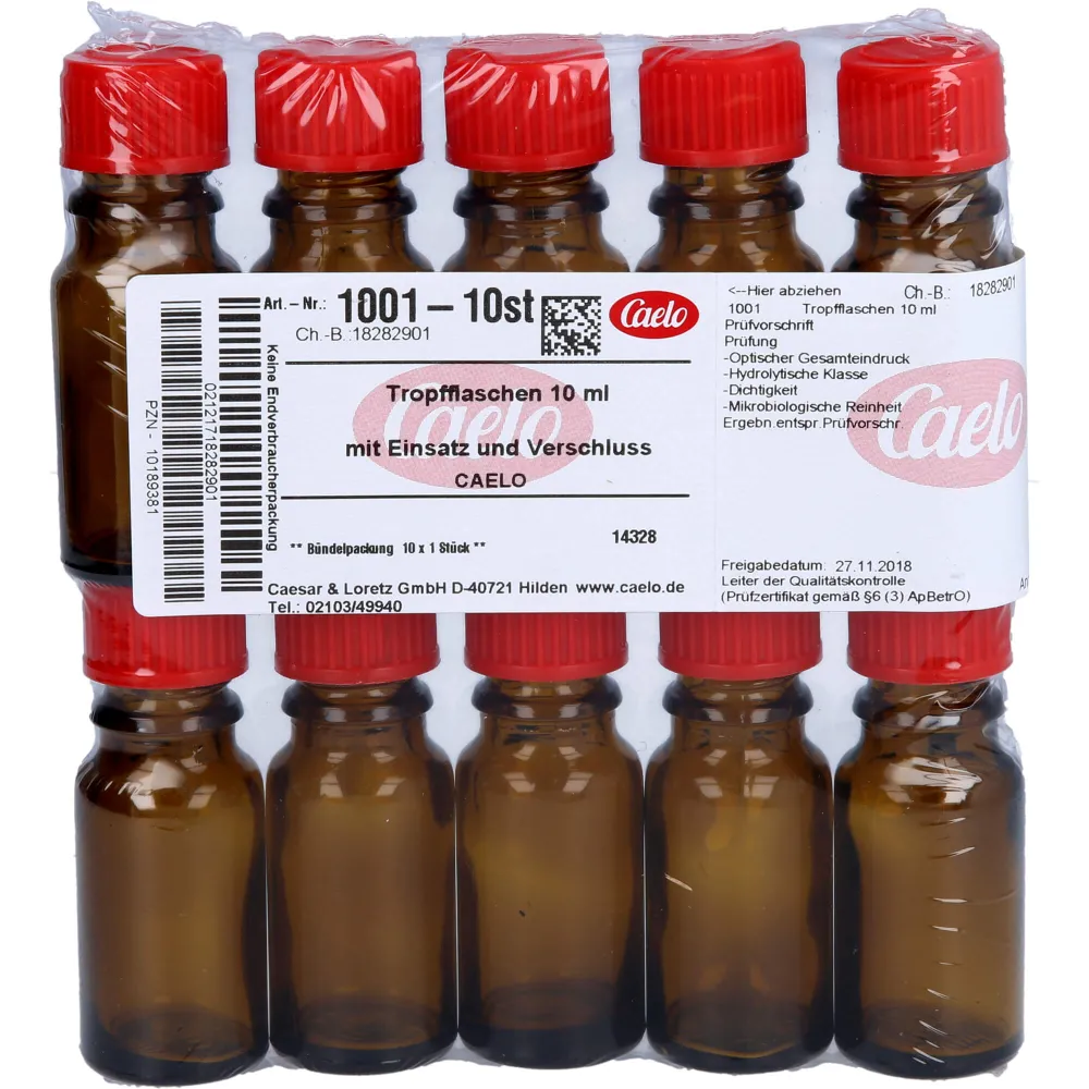 Tropfflasche 10 ml braun m.Einsatz+Verschluss 10 St