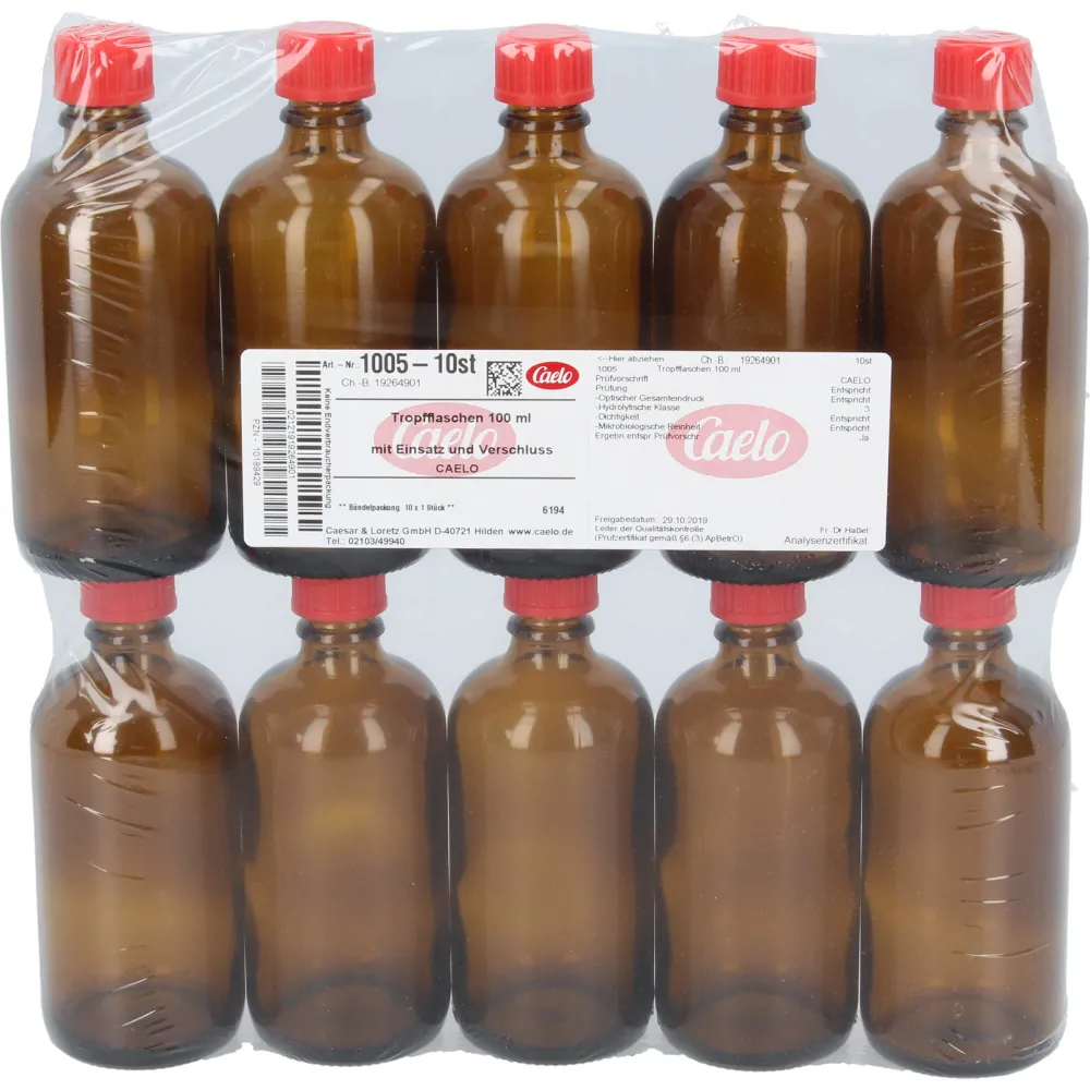 Tropfflasche 100 ml braun m.Einsatz+Verschluss 10 St