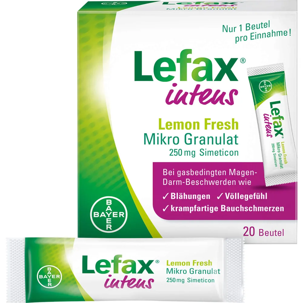 Lefax intens Lemon Fresh Mikro Granul.250 mg Sim. 20 St
