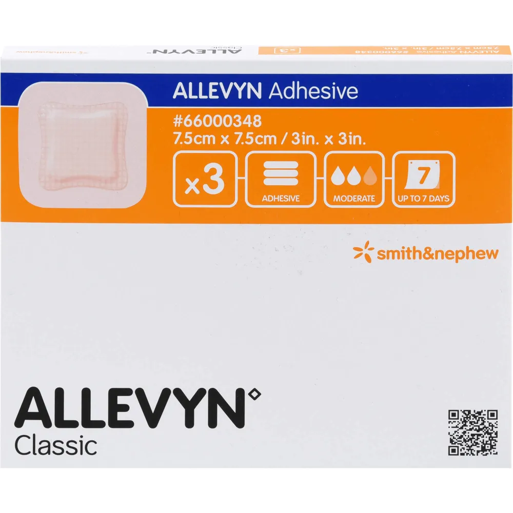 Allevyn Adhesive 7,5x7,5 cm haftende Wundauflage 3 St