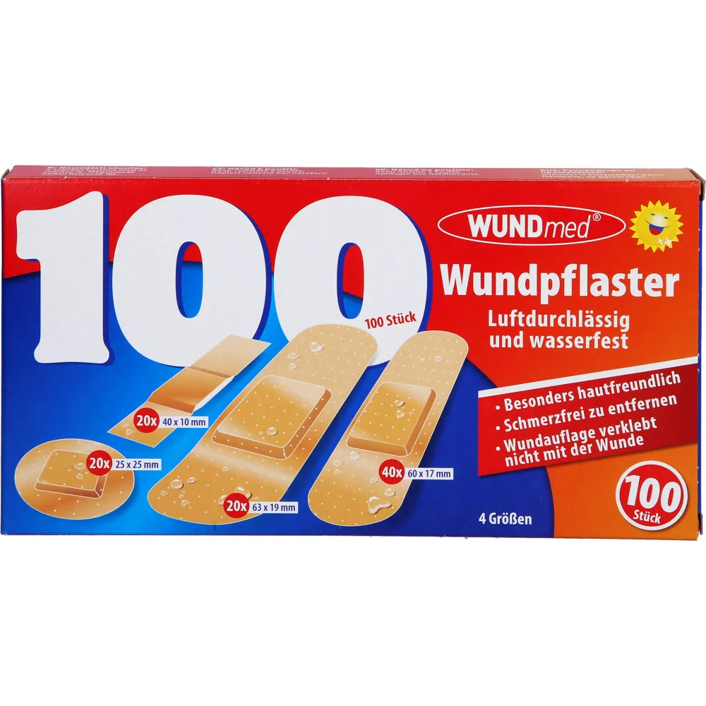 Wundpflaster luftdurchlässig+wasserfest 4 Größen 100 St