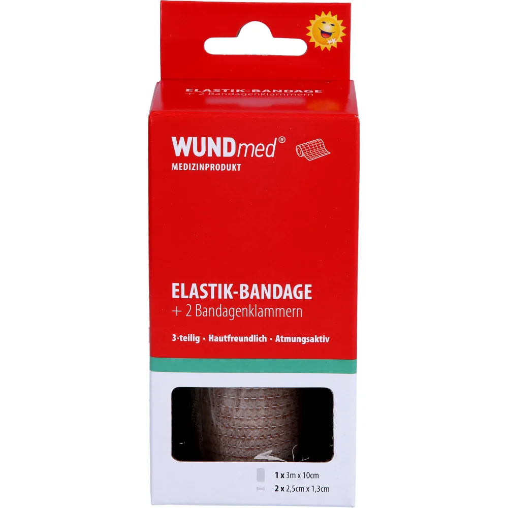 Elastik Bandage 10 cmx3 m mit Bandageklammern 1 St