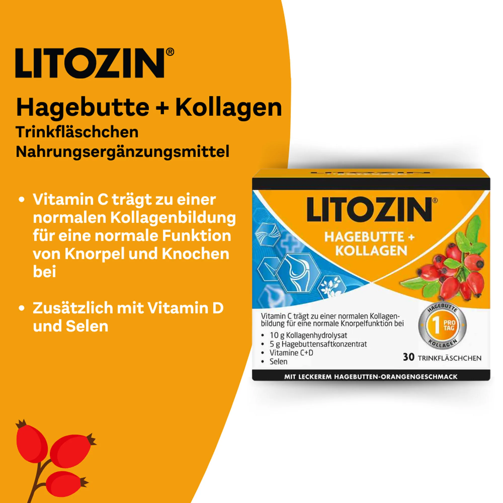 Litozin Hagebutte+Kollagen Trinkfläschchen 750 ml