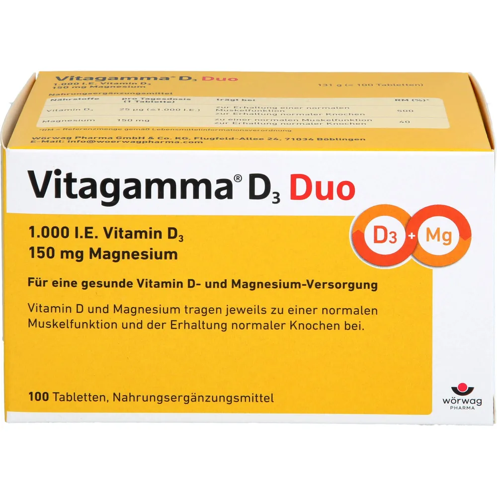 Vitagamma D3 Duo 1.000 I.E Vit.D3 150mg Magnes.Nem 100 St