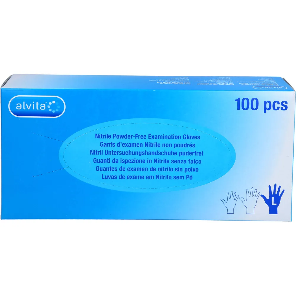 Alvita Nitril Unt.Handschuhe unsteril puderfrei L 100 St