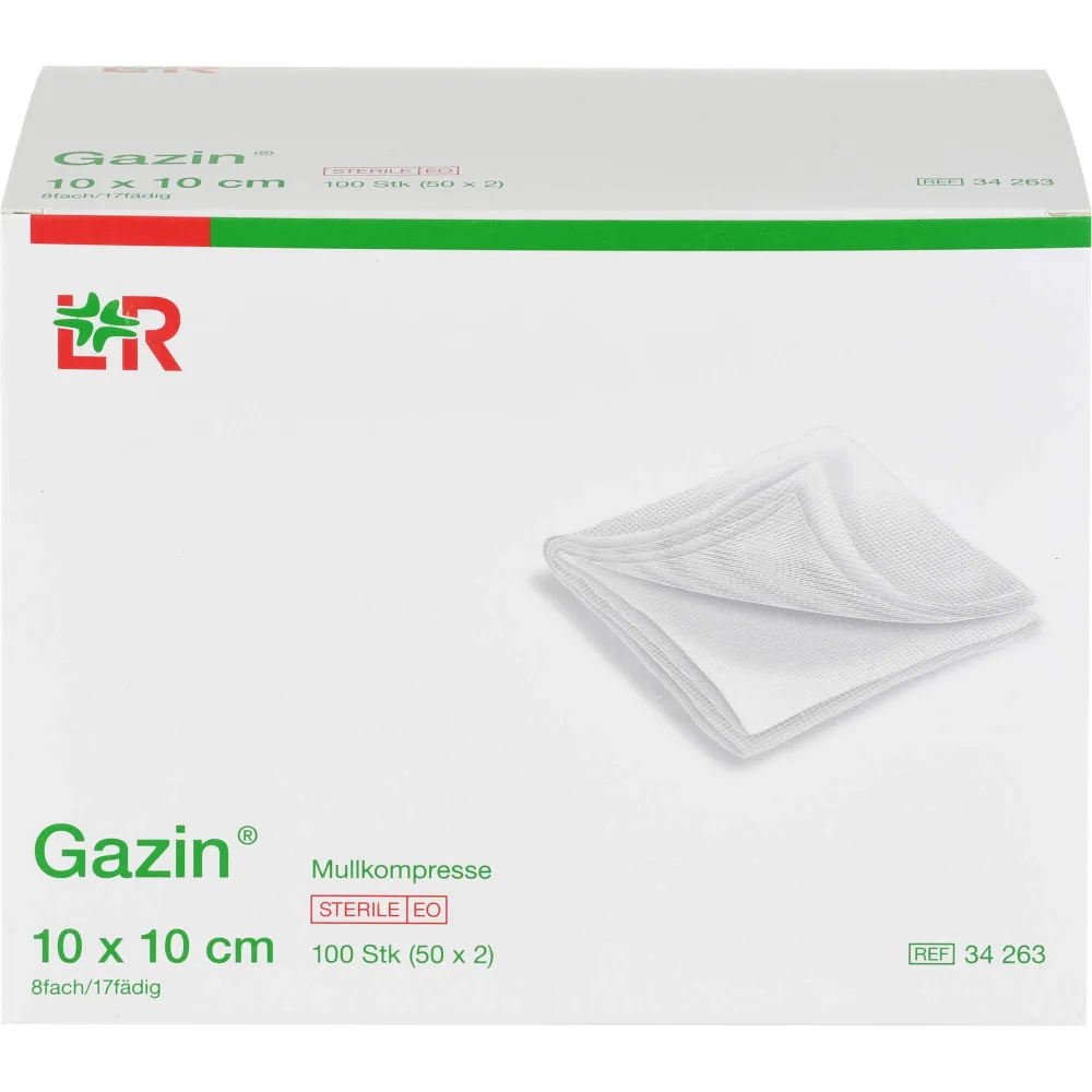 Gazin Mullkomp.10x10 cm steril 8fach 100 St