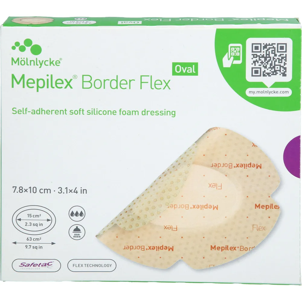 Mepilex Border Flex Schaumverb.haft.7,8x10 cm oval 5 St