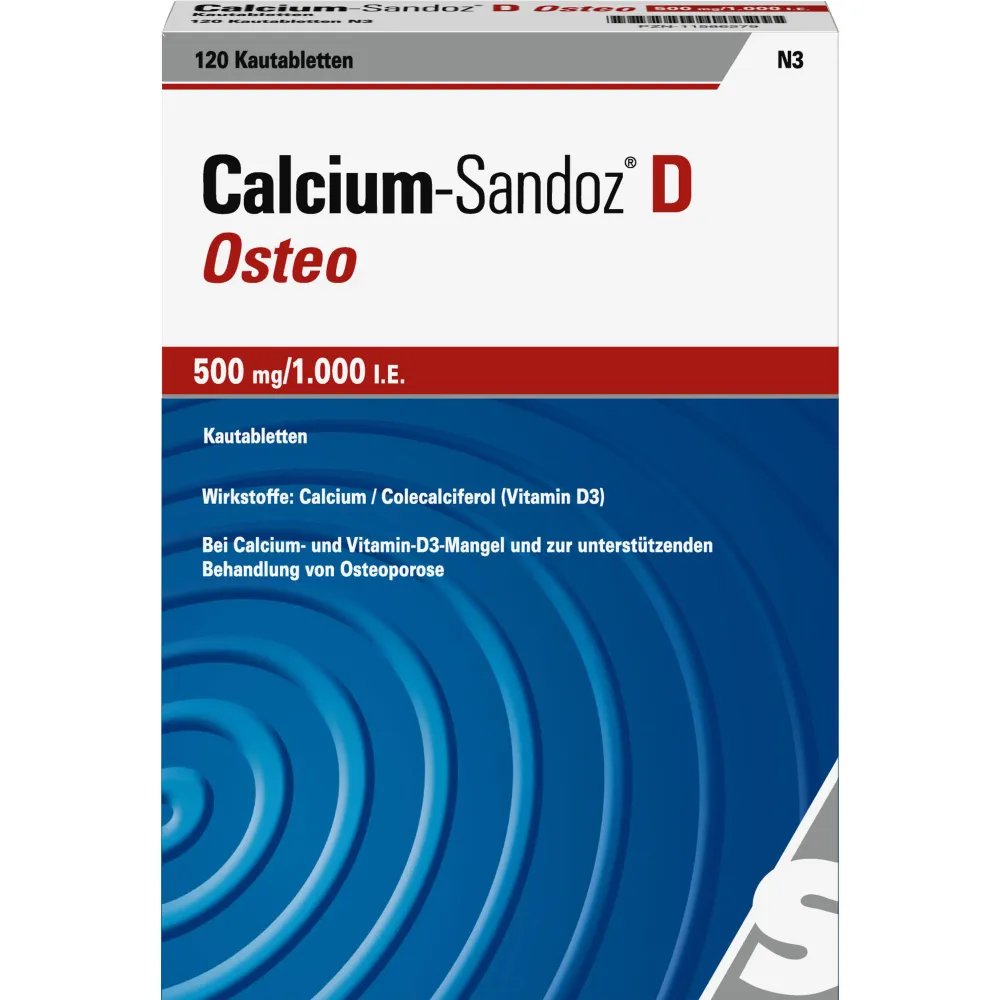 Calcium Sandoz D Osteo 500 mg/1.000 I.E. Kautabl. 120 St