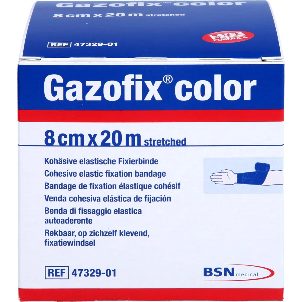 Gazofix color Fixierbinde kohäsiv 8 cmx20 m blau 1 St