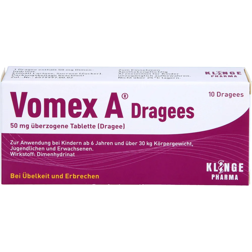 Vomex A Dragees 50 mg überzogene Tabletten 10 St
