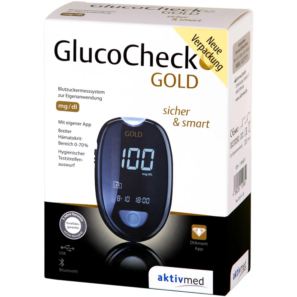 Glucocheck Gold Blutzuckermessgerät Set mg/dl 1 St
