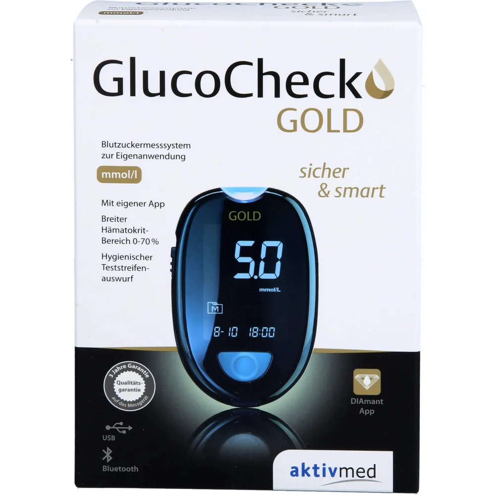 Glucocheck Gold Blutzuckermessgerät Set mmol/l 1 St