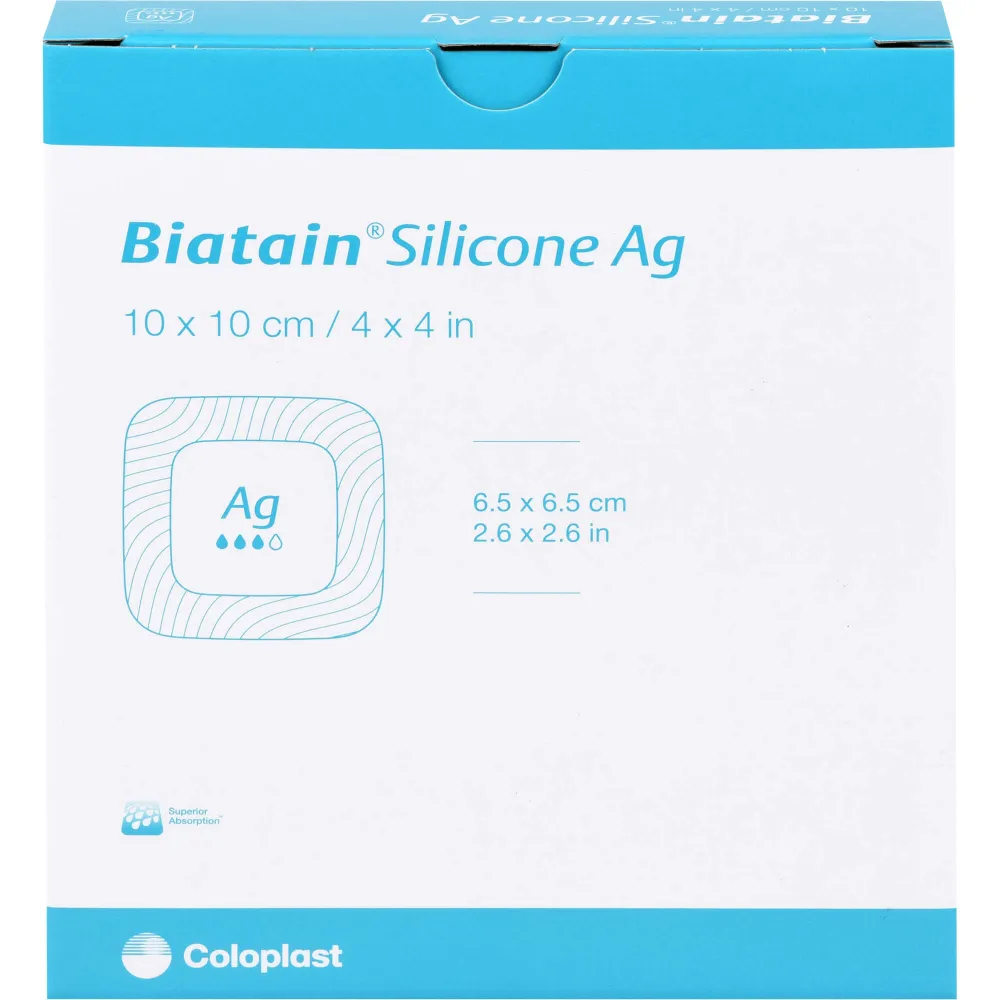 Biatain Silicone Ag Schaumverband 10x10 cm 5 St
