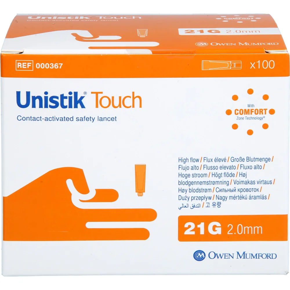 Unistik Touch 21 G Sicherheitslanzetten 100 St