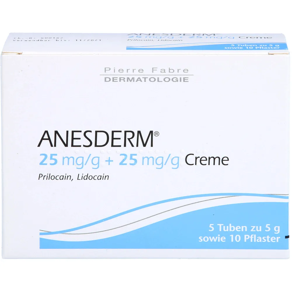 Anesderm 25 mg/g + 25 mg/g Creme + 10 Pflaster 25 g