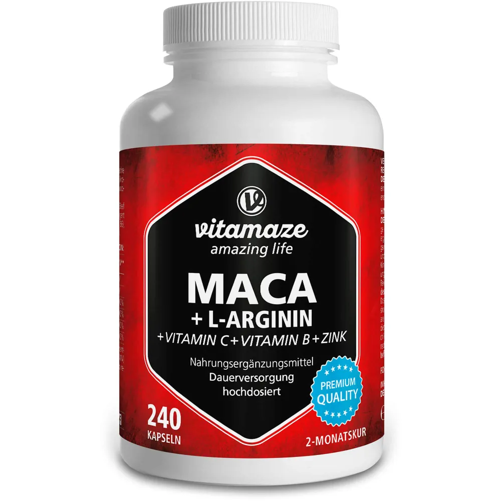 Maca 4:1 hochdosiert+L-Arginin Kapseln 240 St