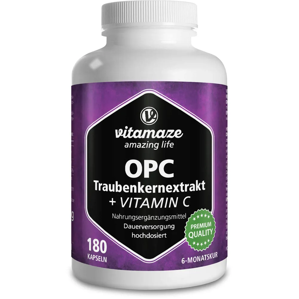 Opc Traubenkernextrakt hochdosiert+Vitamin C Kaps. 180 St