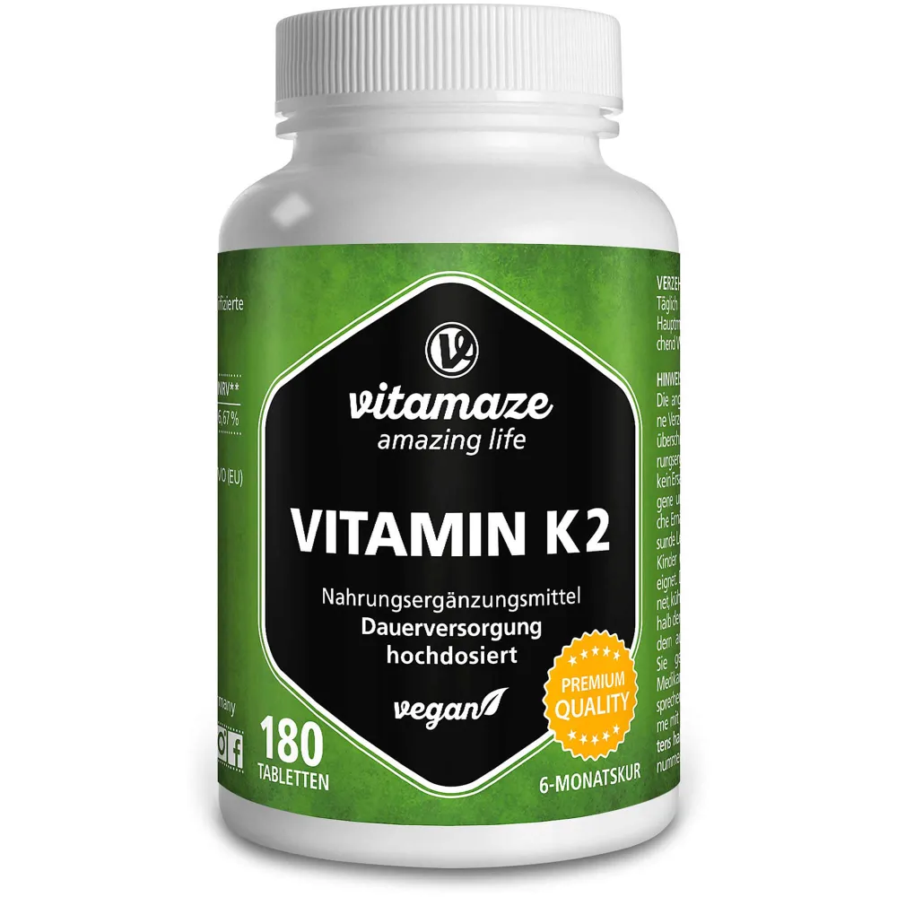Vitamin K2 200 µg hochdosiert vegan Tabletten 180 St