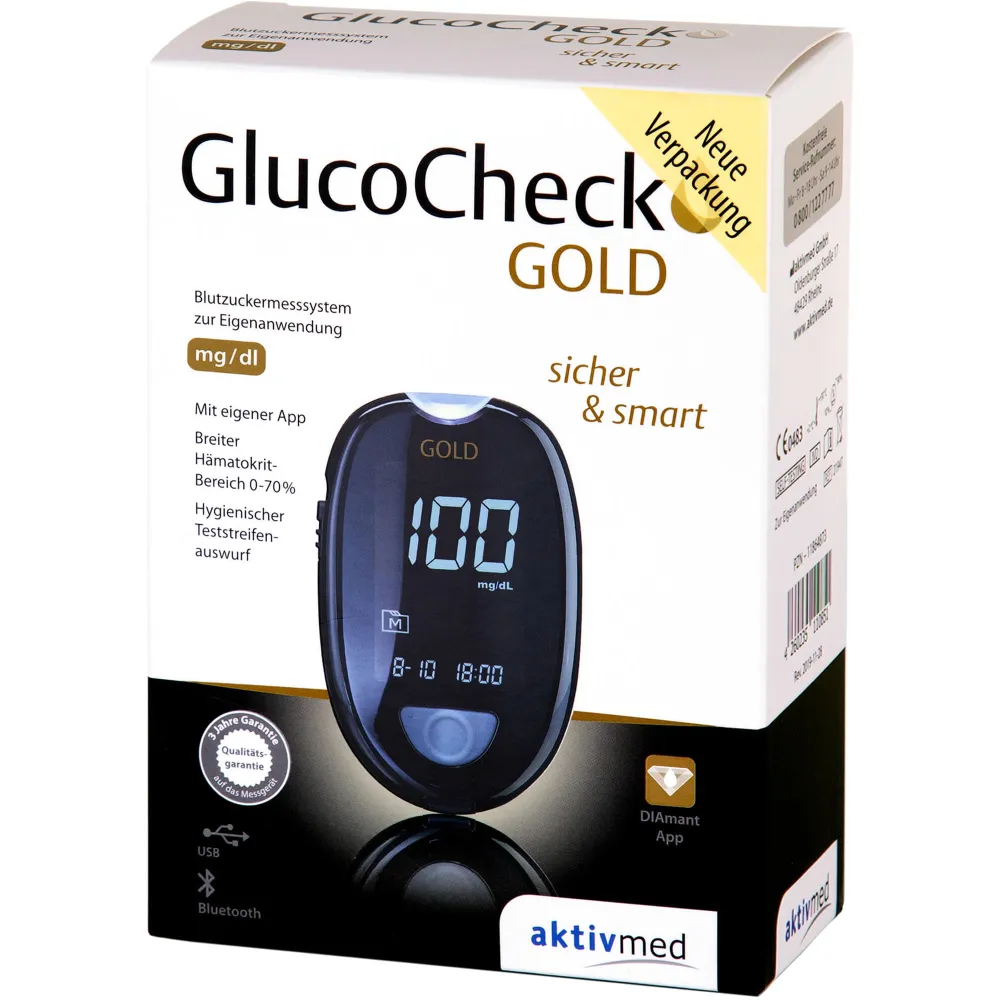 Glucocheck Gold Blutzuckermessgerät Set mg/dl 1 St