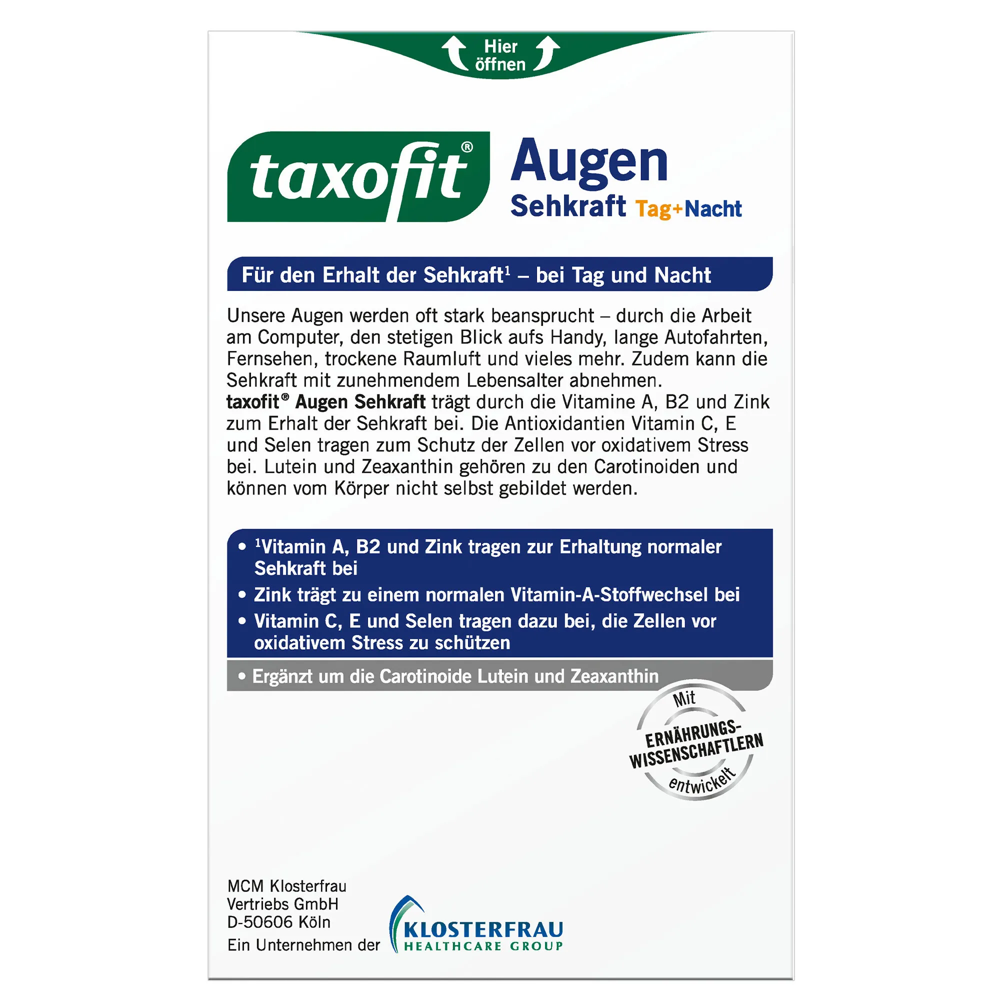 Taxofit Augen Sehkraft Kapseln 30 St