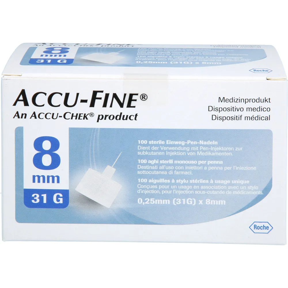Accu Fine sterile Nadeln f.Insulinpens 8 mm 31 G 100 St