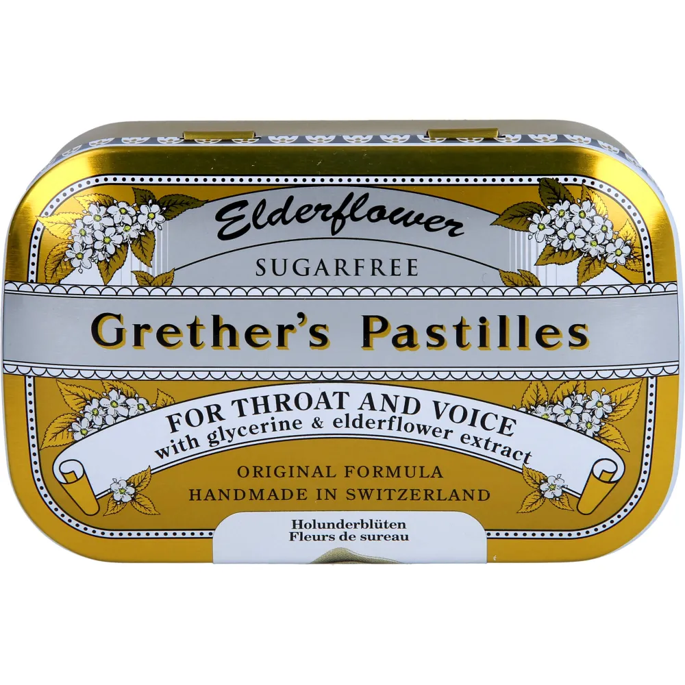 Grethers Elderflower zuckerfrei Pastillen 110 g