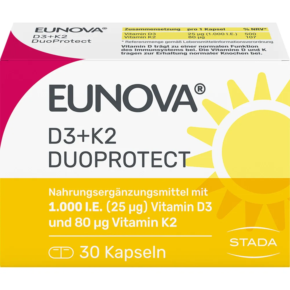Eunova DuoProtect D3+K2 1000 I.E./80 µg Kapseln 30 St