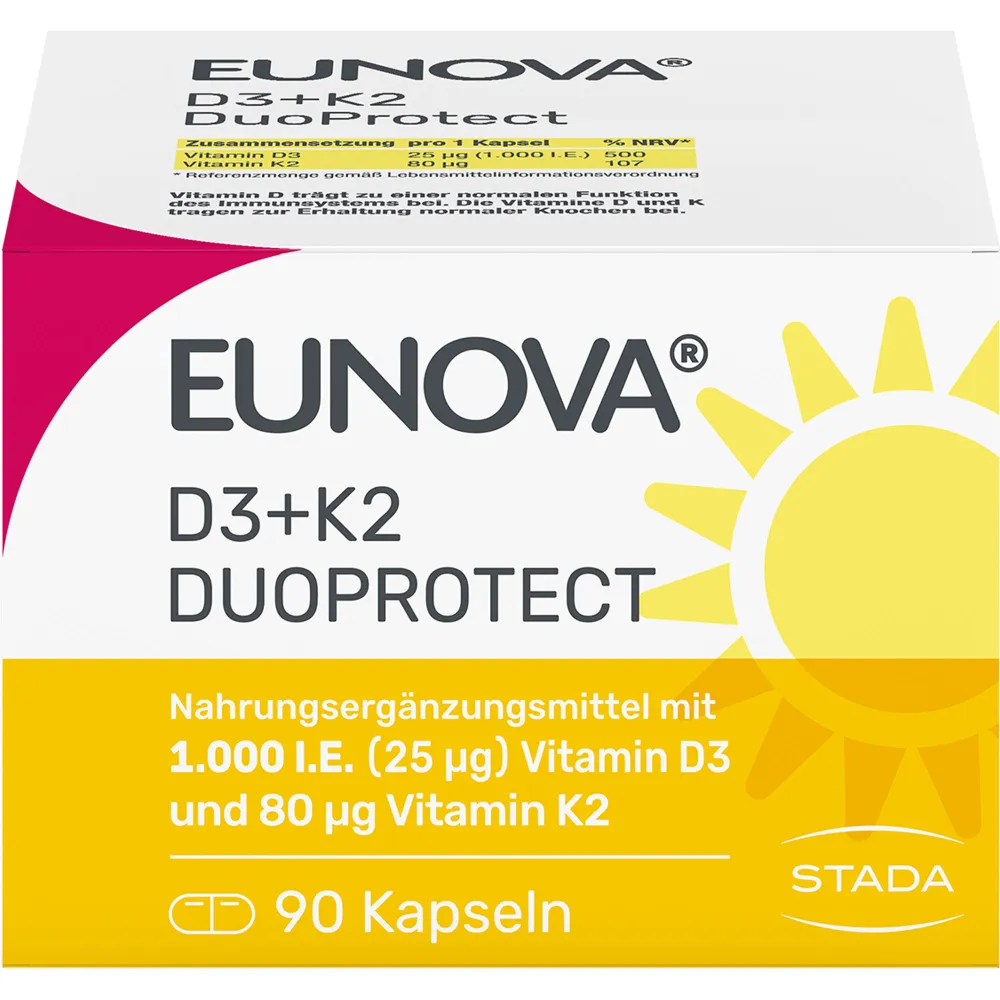 Eunova DuoProtect D3+K2 1000 I.E./80 µg Kapseln 90 St