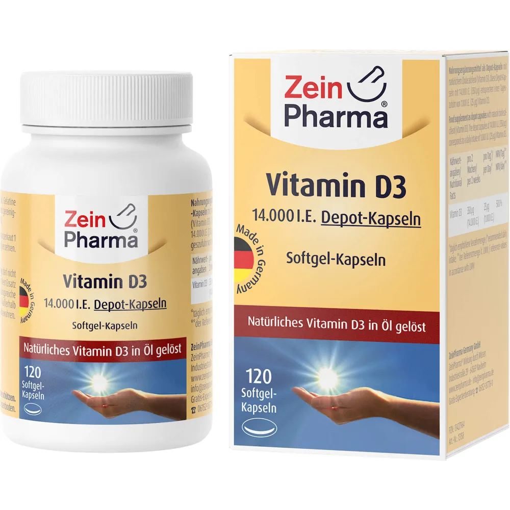 Vitamin D3 14.000 I.E. Softgel-Kapseln ZeinPharma 120 St